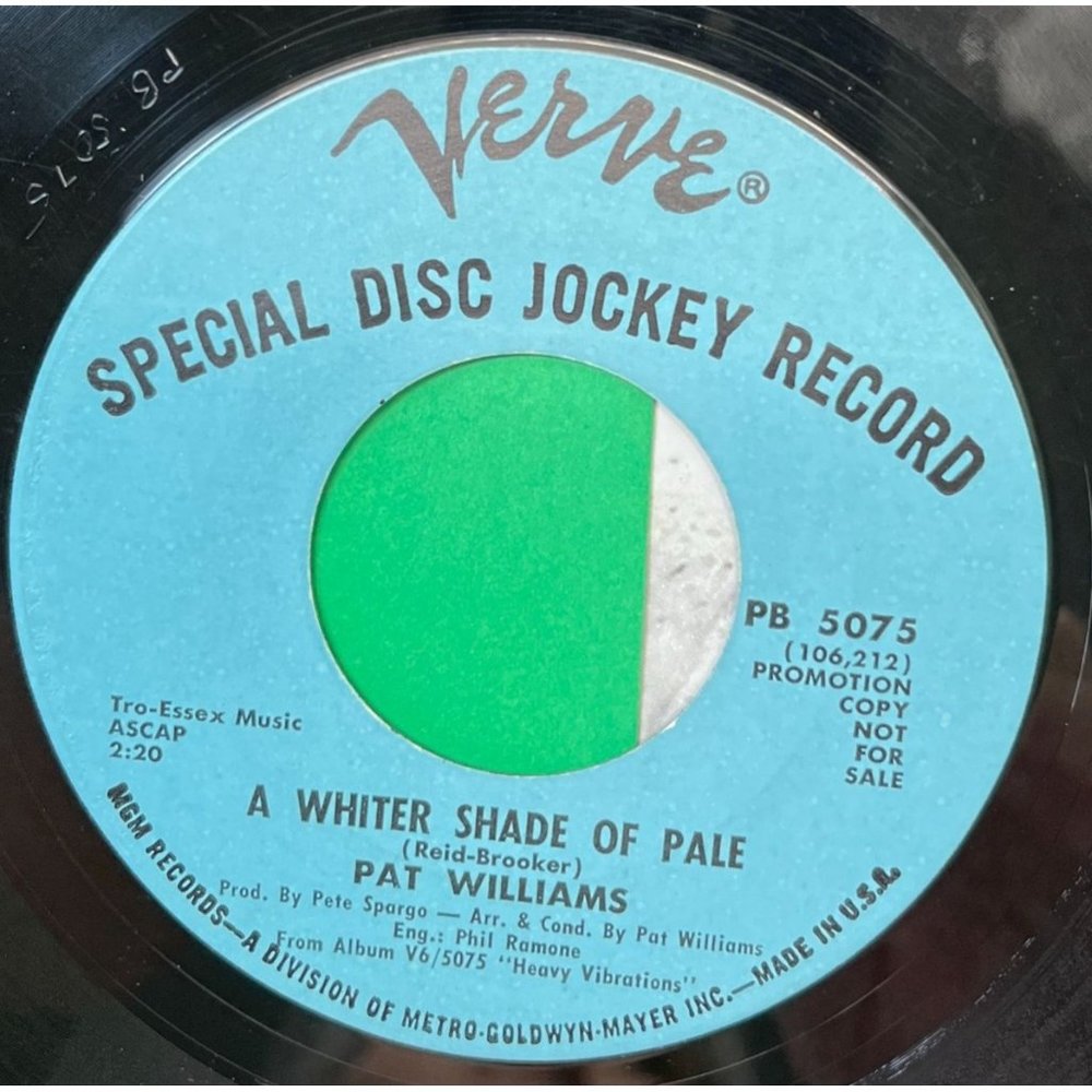 Pat Williams A White Shade of Pale / Don't Leave Me 45 Jazz Promo Verve 5075